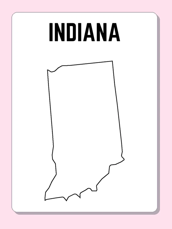 Black-and-white outline of Indiana showing an upright shape with a gently uneven southern edge