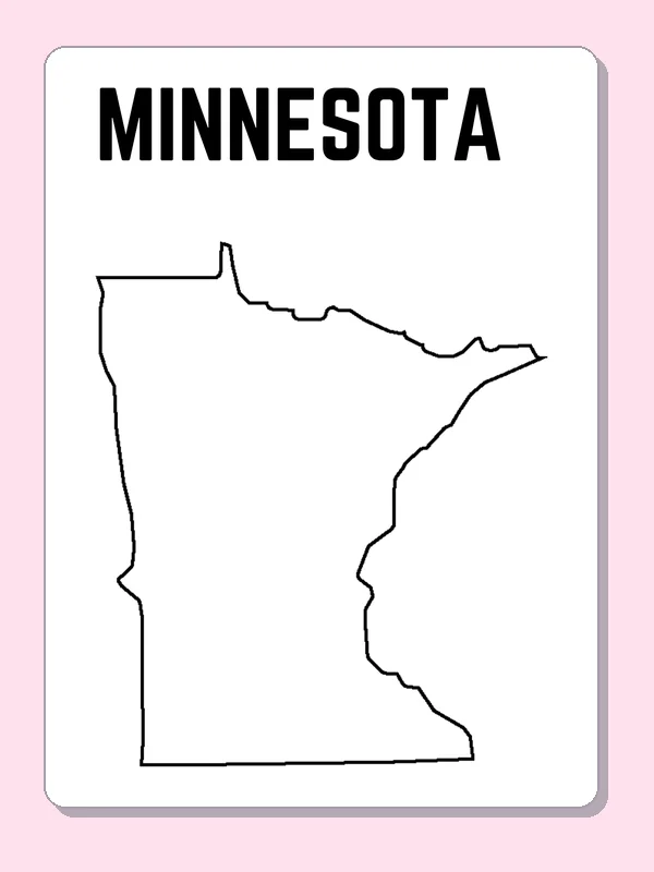 Black-and-white outline of Minnesota showing a northern point above a broad lake-side outline