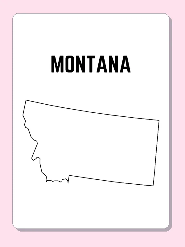 Black-and-white outline of Montana showing a wide upper border and a jagged western side