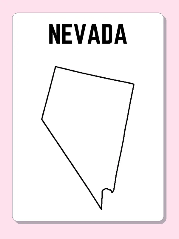 Black-and-white outline of Nevada showing a broad top and a long diagonal eastern side
