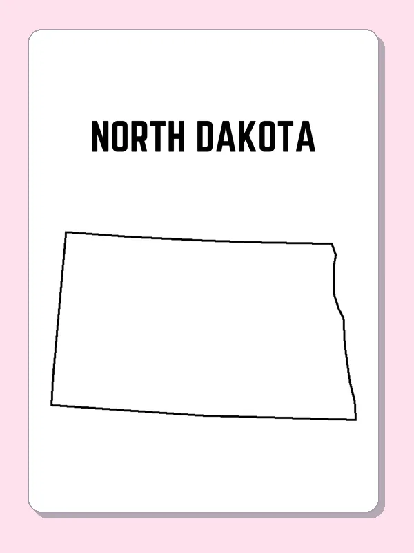 Black-and-white outline of North Dakota showing a wide, nearly rectangular northern outline
