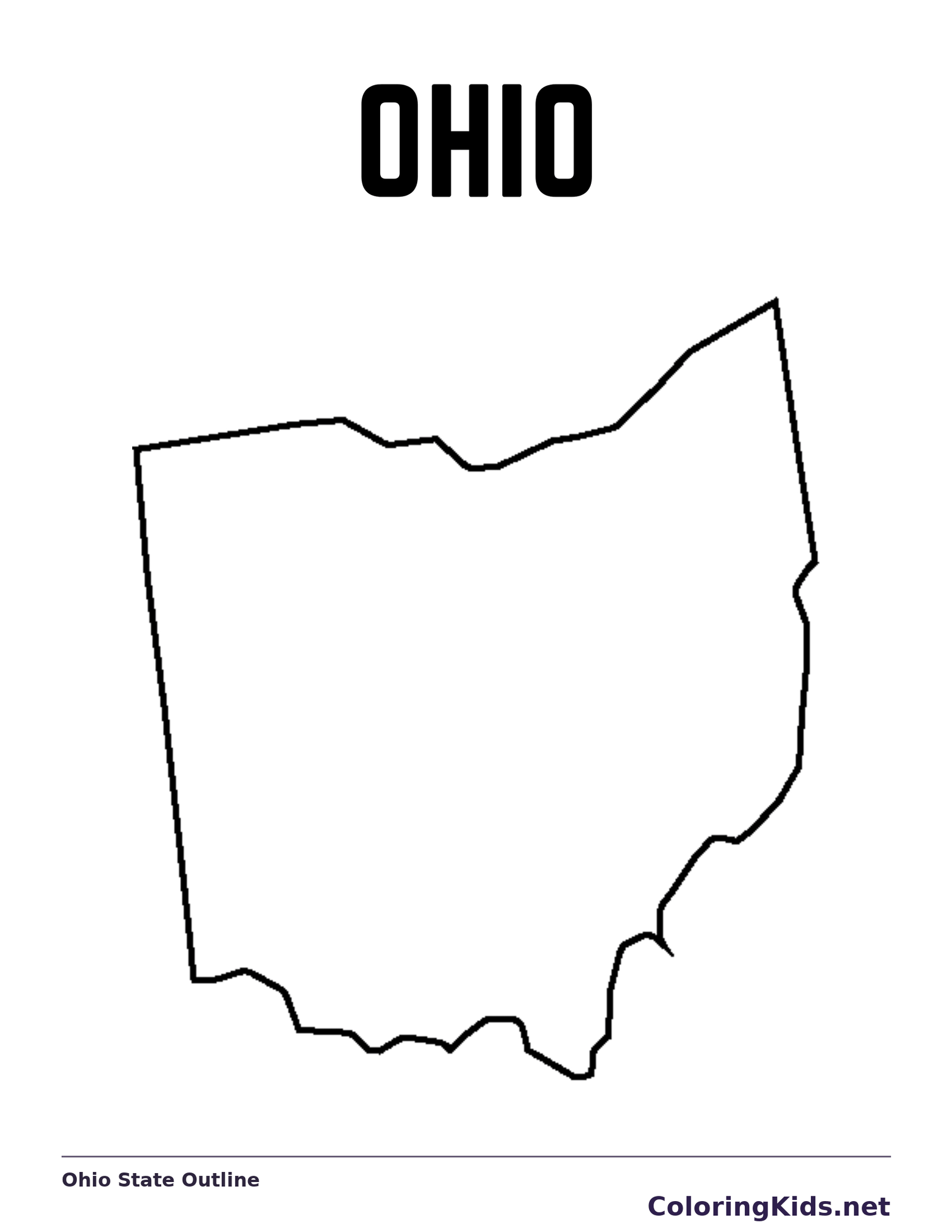 Black-and-white outline of Ohio showing a curved northern lake edge above the inland borders