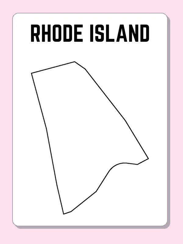 Black-and-white outline of Rhode Island showing a compact coast and small island details