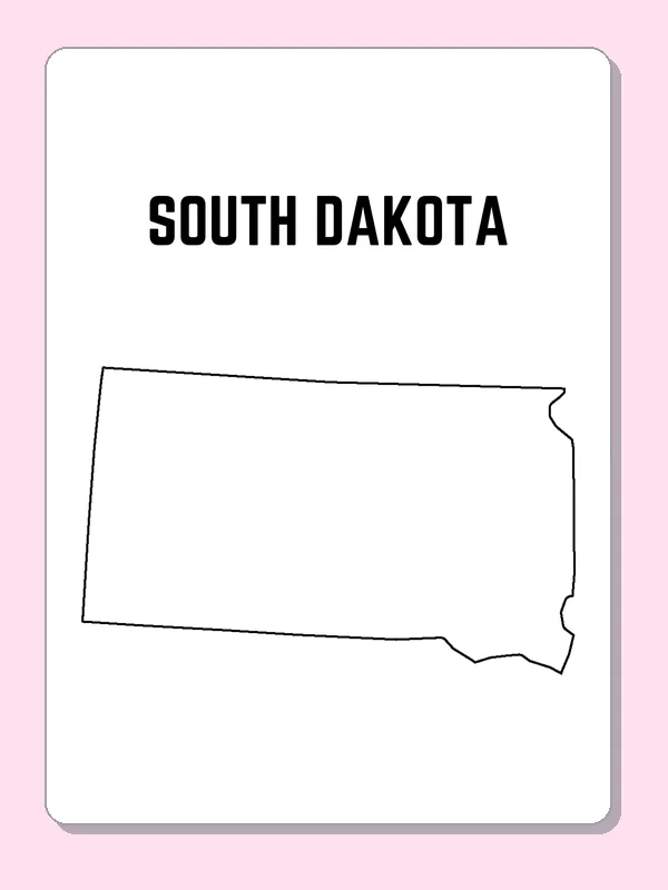 Black-and-white outline of South Dakota showing a wide outline with an uneven eastern river edge