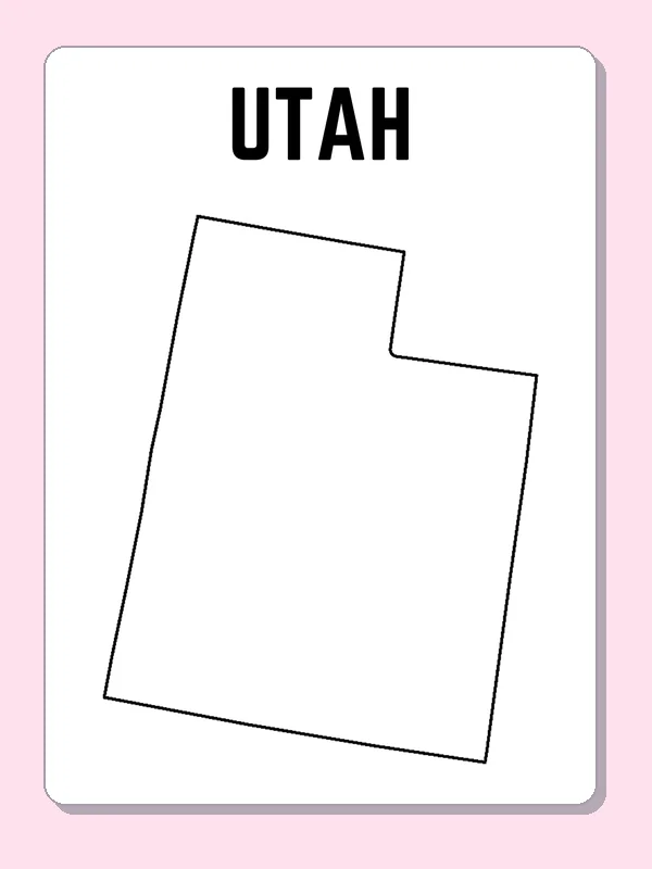 Black-and-white outline of Utah showing a stepped northern outline and straight western edge