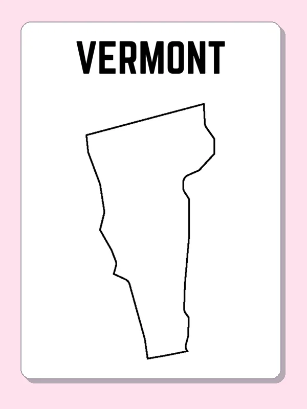 Black-and-white outline of Vermont showing a narrow outline that tapers toward the south