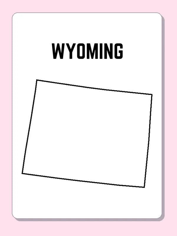 Black-and-white outline of Wyoming showing a roomy outline with four nearly straight sides