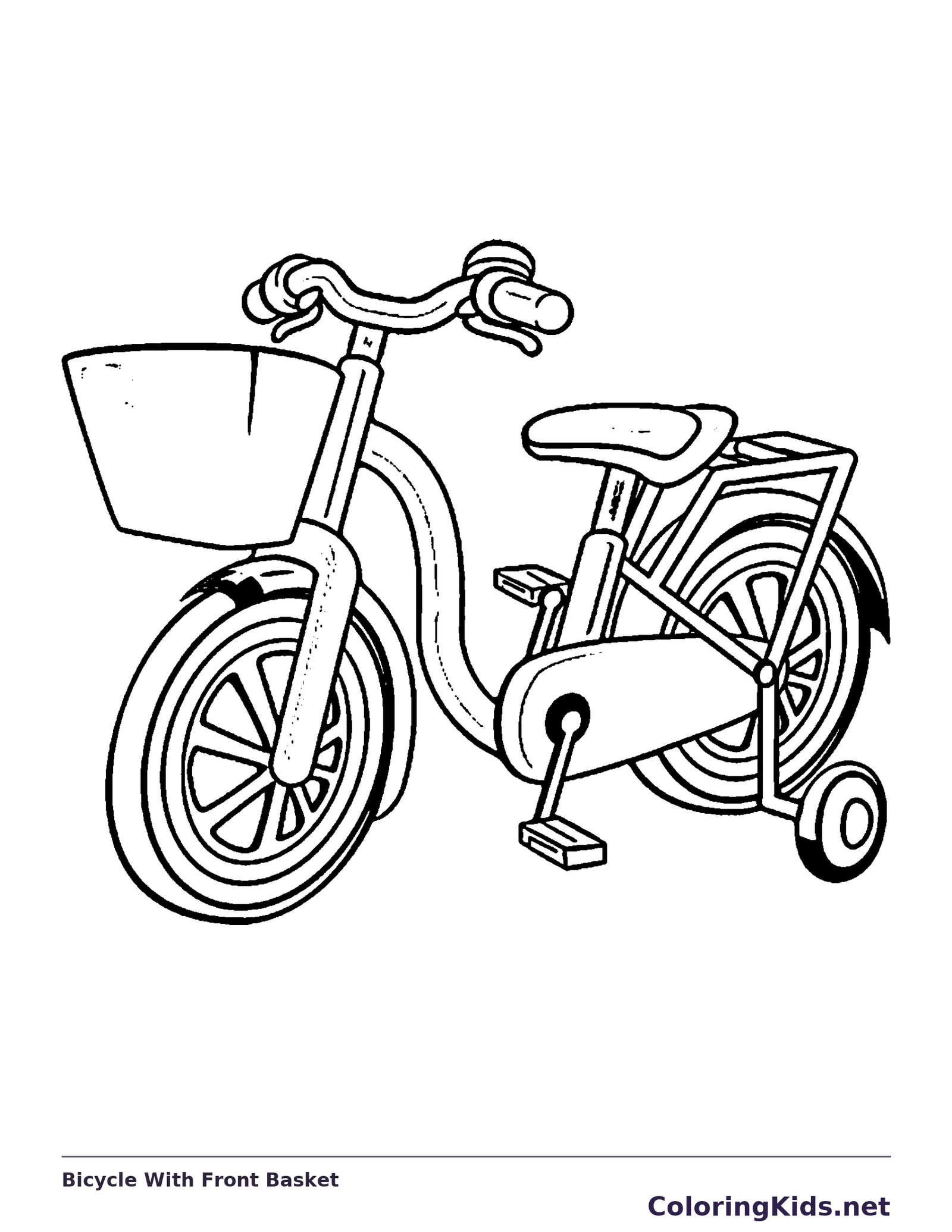 Bicycle With Front Basket coloring page | ColoringKids.net
