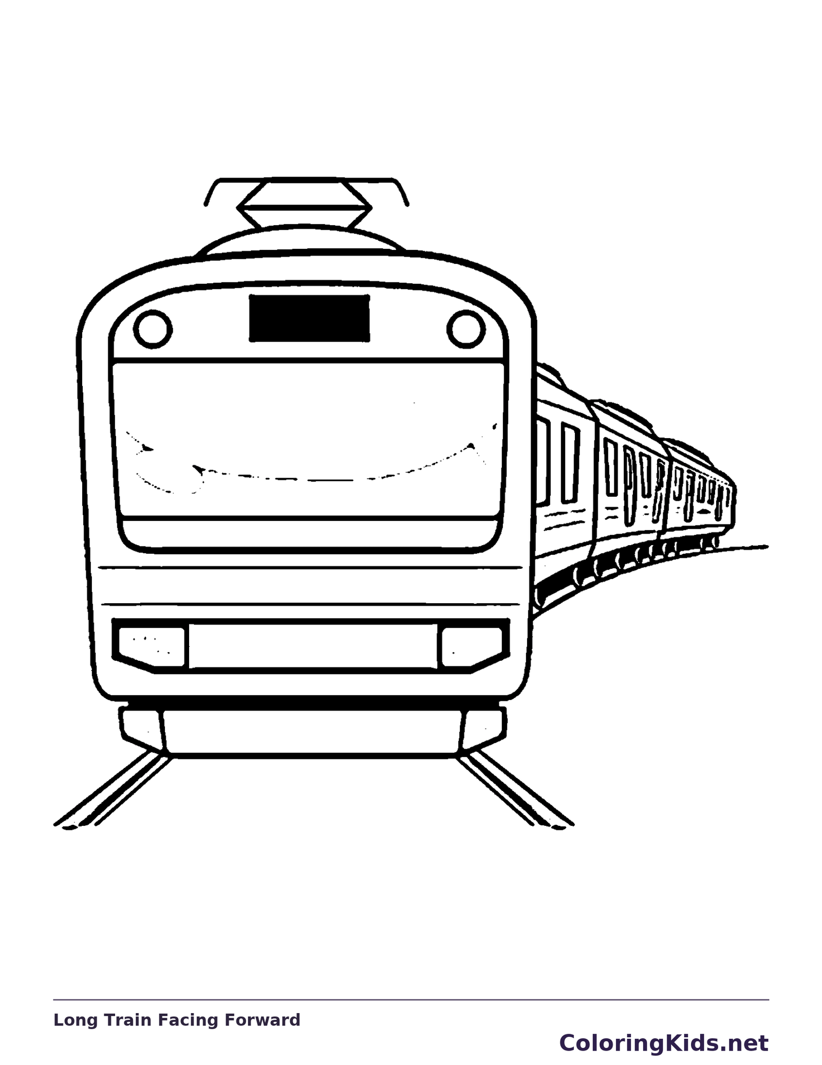 Long Train Facing Forward coloring page | ColoringKids.net