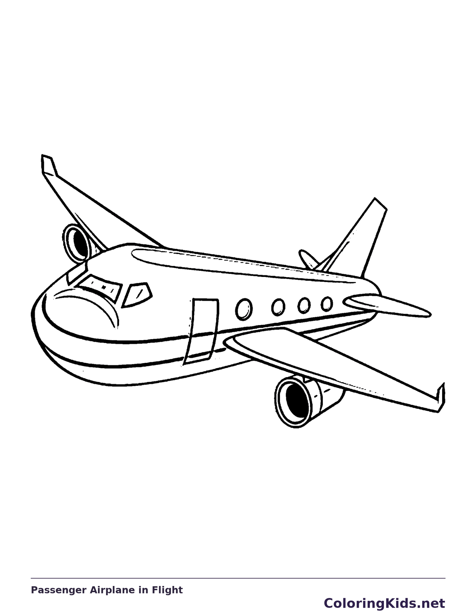 Passenger Airplane in Flight coloring page | ColoringKids.net