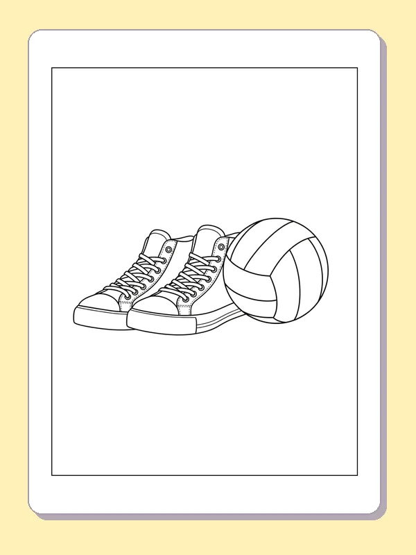 Laced Court Shoes beside a Ball coloring page: black and white line art to print or color online