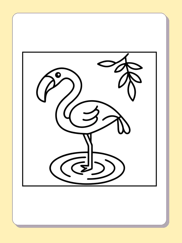 Flamingo standing on one leg in a small pool