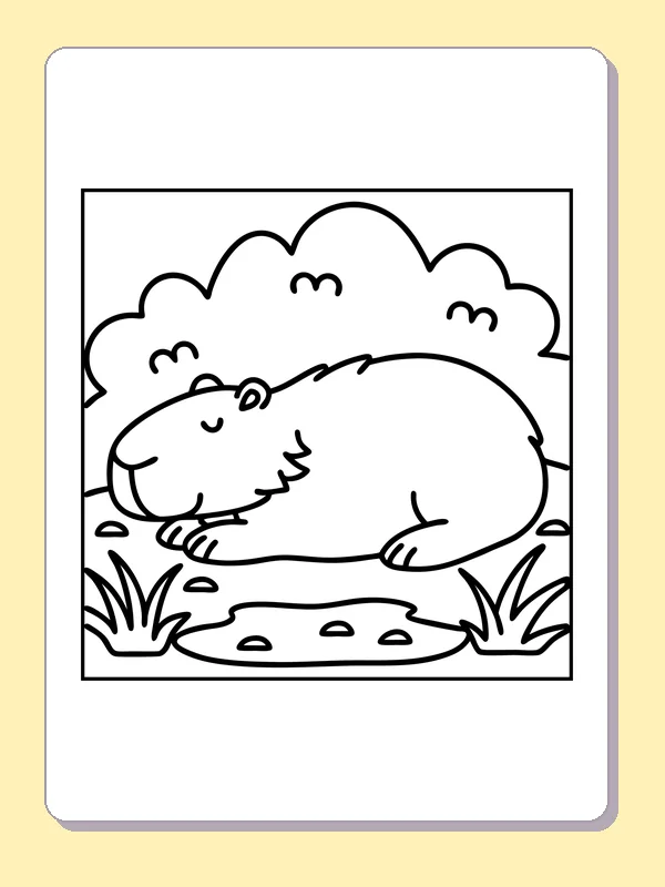 Hippo resting beside a small pool